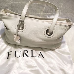 Furla white leather tote purse